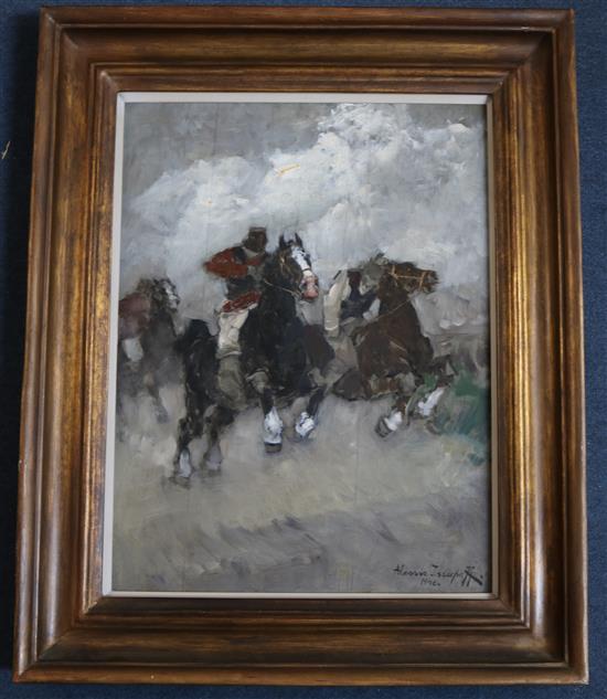 Alessio Issupov (1894-1957) La Gara (The Race) 19 x 14.5in.